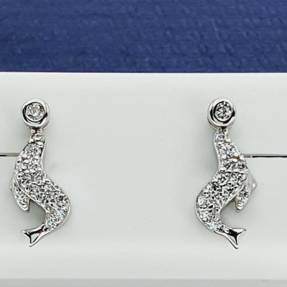 925 Sterling Silver CZ Stud Earrings for Women/Girl, US925P1242 - Picture 2 of 8